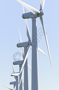 风风农场风车涡轮活力蓝色技术力量白色天空背景图片