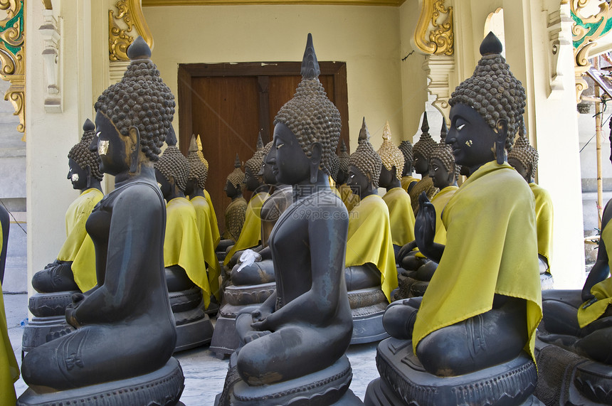 佛沉思艺术佛教徒崇拜智慧文化旅行雕像金子场景图片