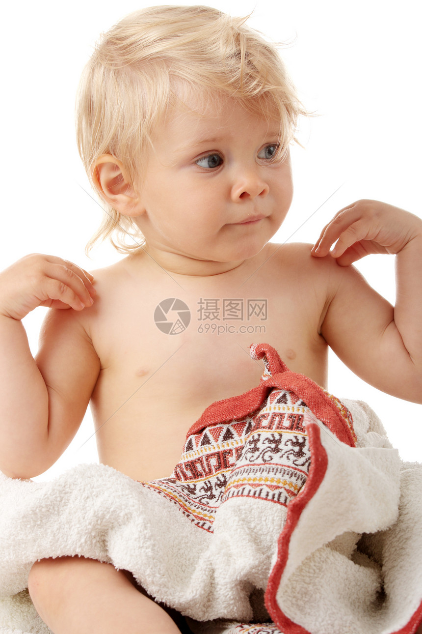 带着毛巾快乐的宝宝烘干毯子婴儿期男生孩子乐趣洗澡新生童年卫生图片