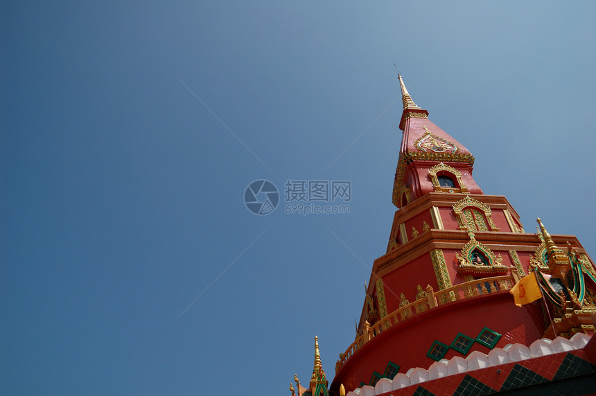 泰国塔塔雕塑晴天蓝色旅行宝塔寺庙崇拜图片