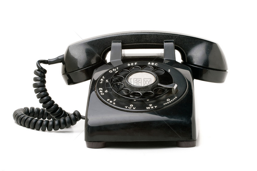 旧旧电话古董旋转数字拨号耳机讲话办公室顾客塑料器具图片