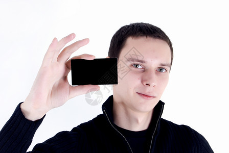 年轻人的肖像白色黑色男性男人毛衣正方形工作室勇气头发背景图片