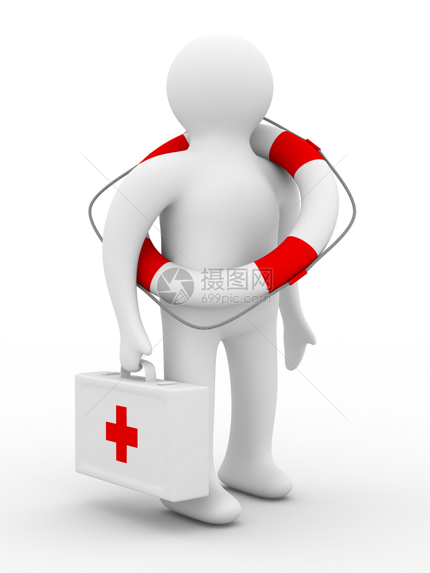 白色背景的医生 孤立的 3D 图像保健男人插图治疗卫生腰带事故案件机构医院图片