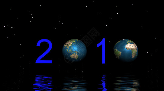 2010年新的幸福新年世界日历插图行星背景图片