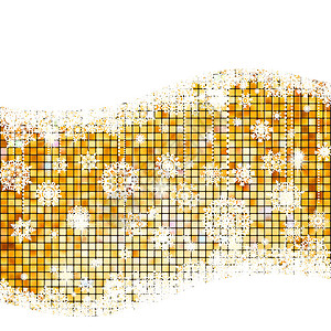 EPS 8 光线彩色底底底面马赛克网格装饰黄色像素化卡片雪花金子正方形黑色风格背景图片