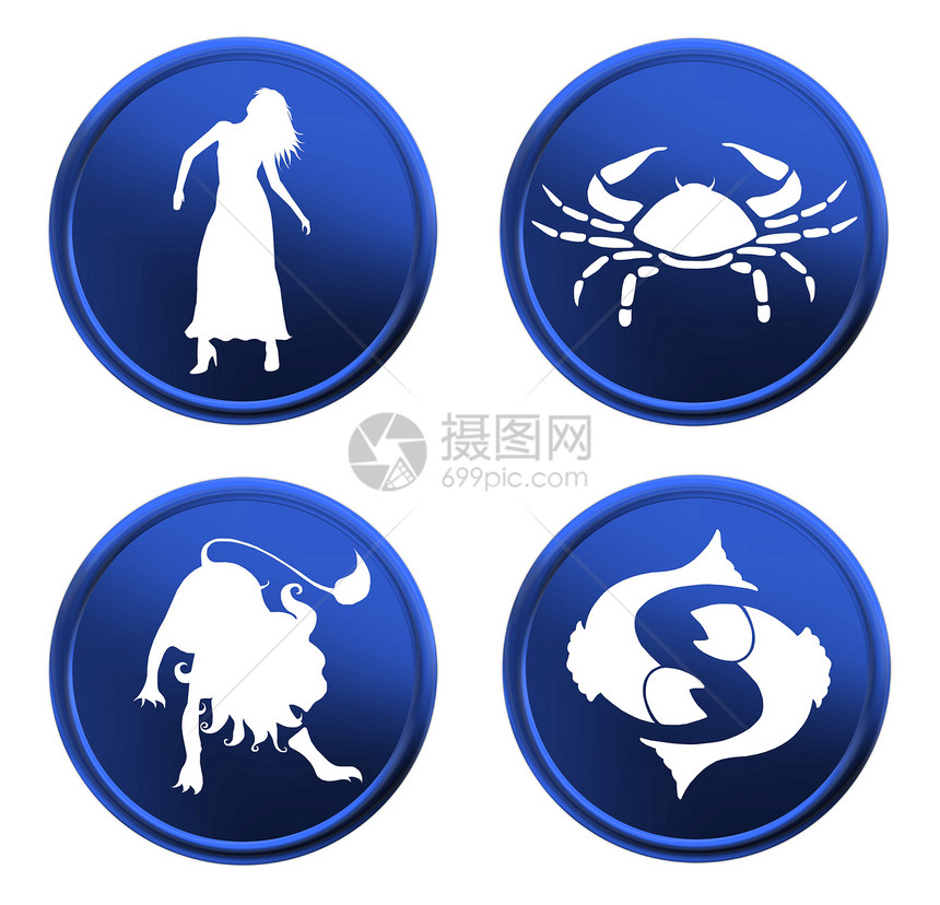 蓝色zodiac标志 - 2套图片