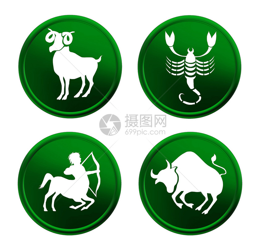 绿色zodiac 符号 - 设置 1图片