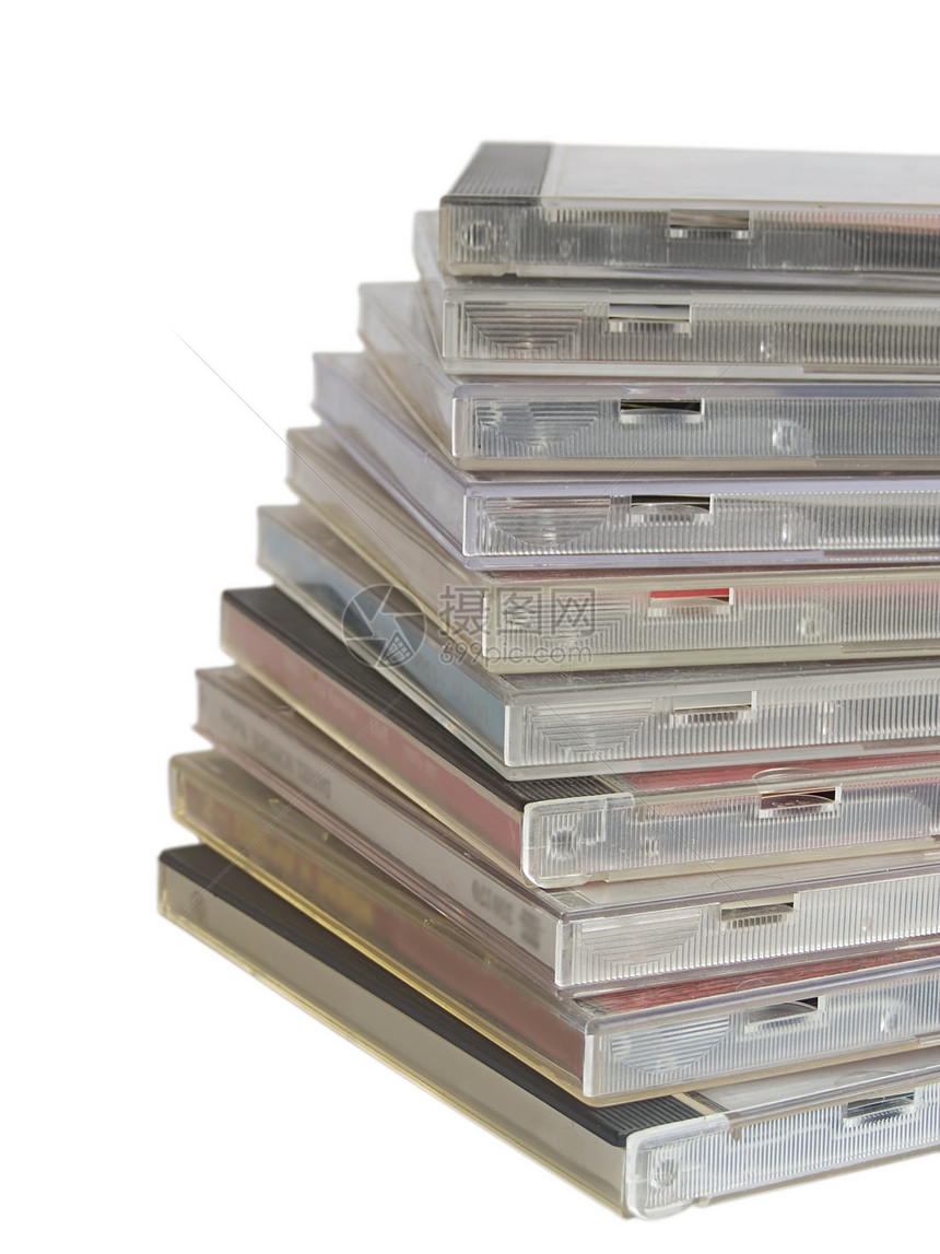 白色上孤立的cd箱光盘盖子技术磁盘盒子案件数据音乐袖珍塑料图片