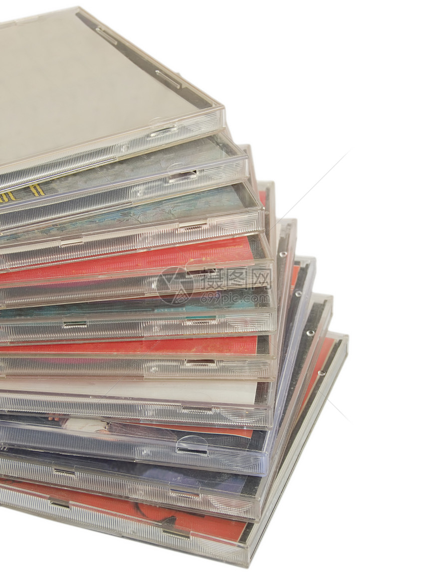 白色上孤立的cd箱案件盖子音乐磁盘数据技术盒子光盘袖珍塑料图片