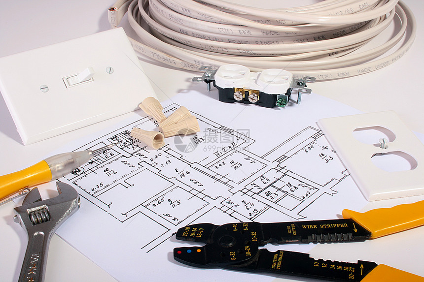 电气工具蓝图绘画技术活力测量电工工程师房子建筑力量图片