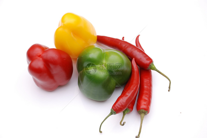 彩辣椒绿色食物香料蔬菜黄色红色图片
