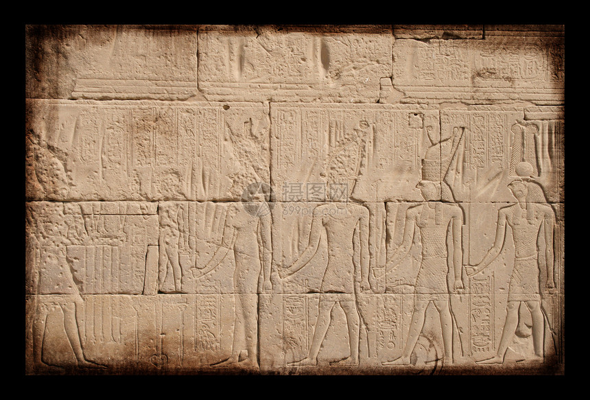 埃及人在墙上歌唱 背地背景羊皮纸文字文档法老寺庙生活历史性石头考古学绘画图片