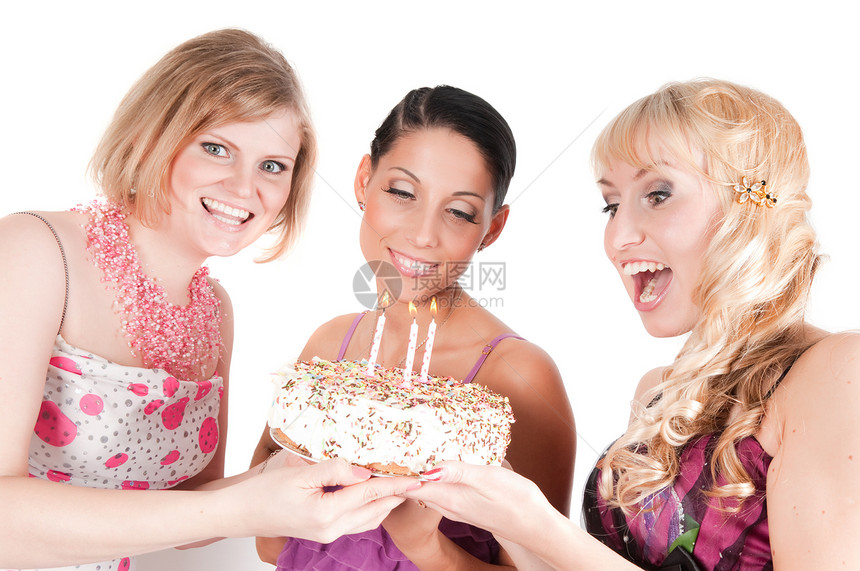 派对女性友谊快乐蛋糕纪念日白色幸福享受生日女士图片
