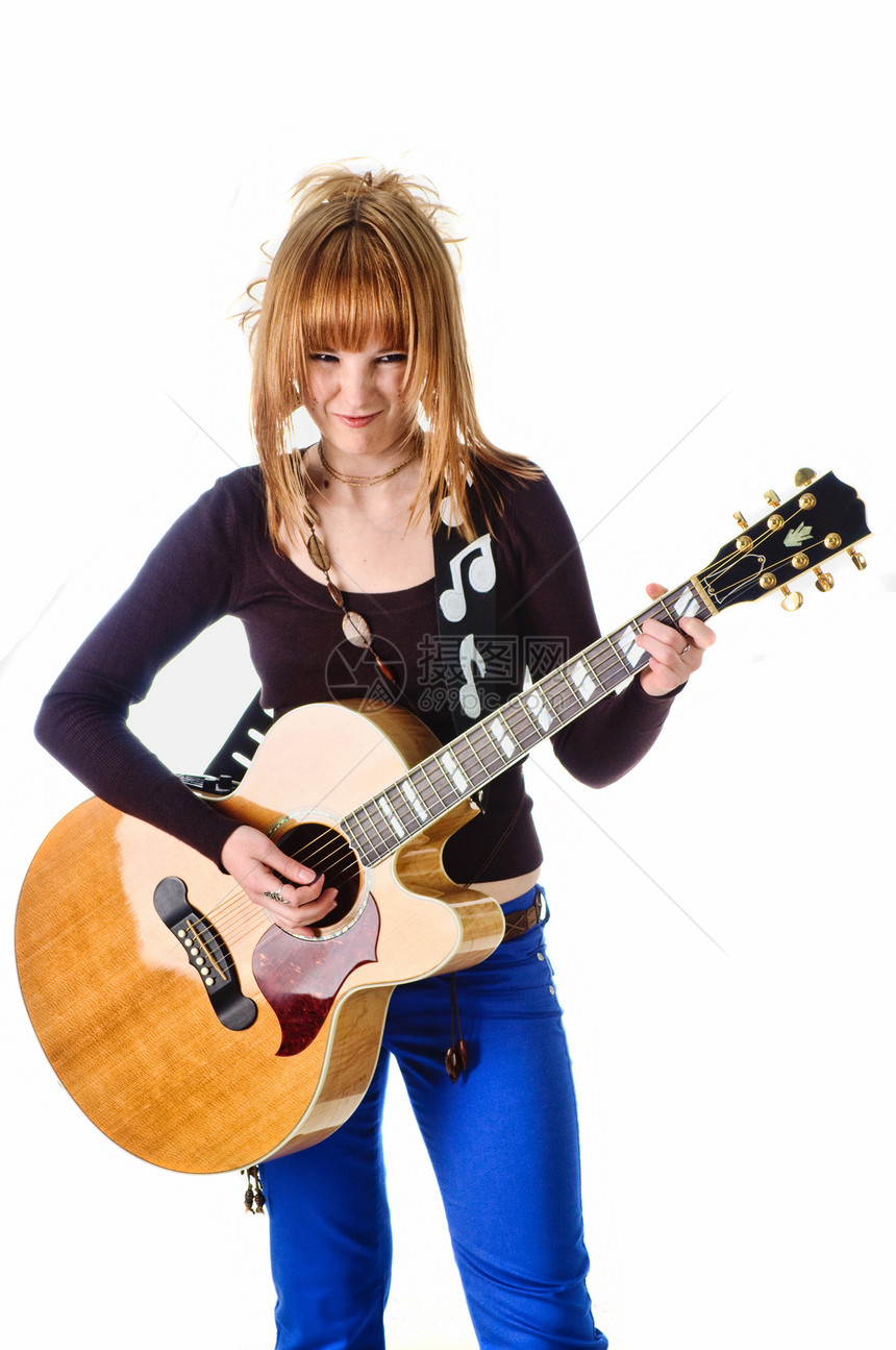 配有音响吉他摇滚器运动衣服牛仔裤金属音乐青年文化乐器艺术家音乐家图片