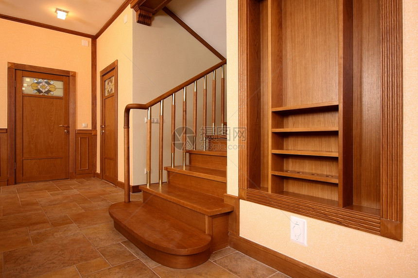 阶梯栏杆公寓台球木头楼梯地面走廊灯光硬木房间图片