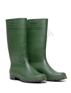 绿色橡皮靴雨靴安全鞋类橡皮工作农业灰色园艺靴子工人背景图片