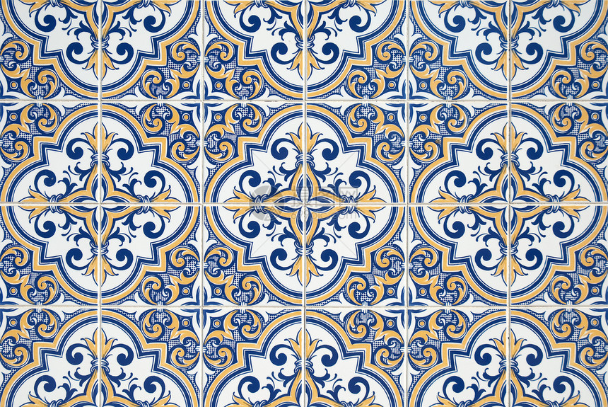 原形旧瓷砖马赛克工作制品蓝色水泥正方形历史陶瓷手工控制板图片