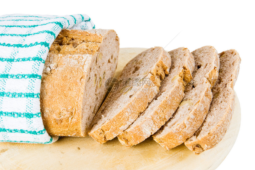 新鲜面包面包食物午餐小吃庆典生活木板坚果营养谷物脆皮图片