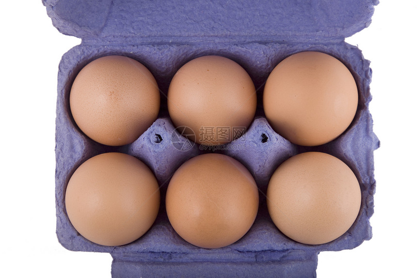 蓝蛋箱中的棕色鸡蛋宏观食物生活动物卡片盒子蛋壳纸板农场杂货图片