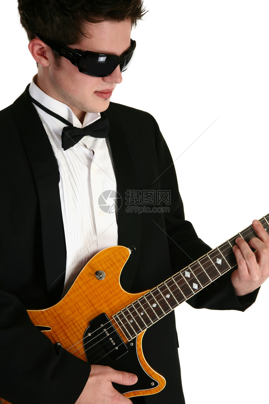 吉他有吸引力的少年男孩播音员男性太阳镜青年学习岩石吉他手噪音黑发卧室图片