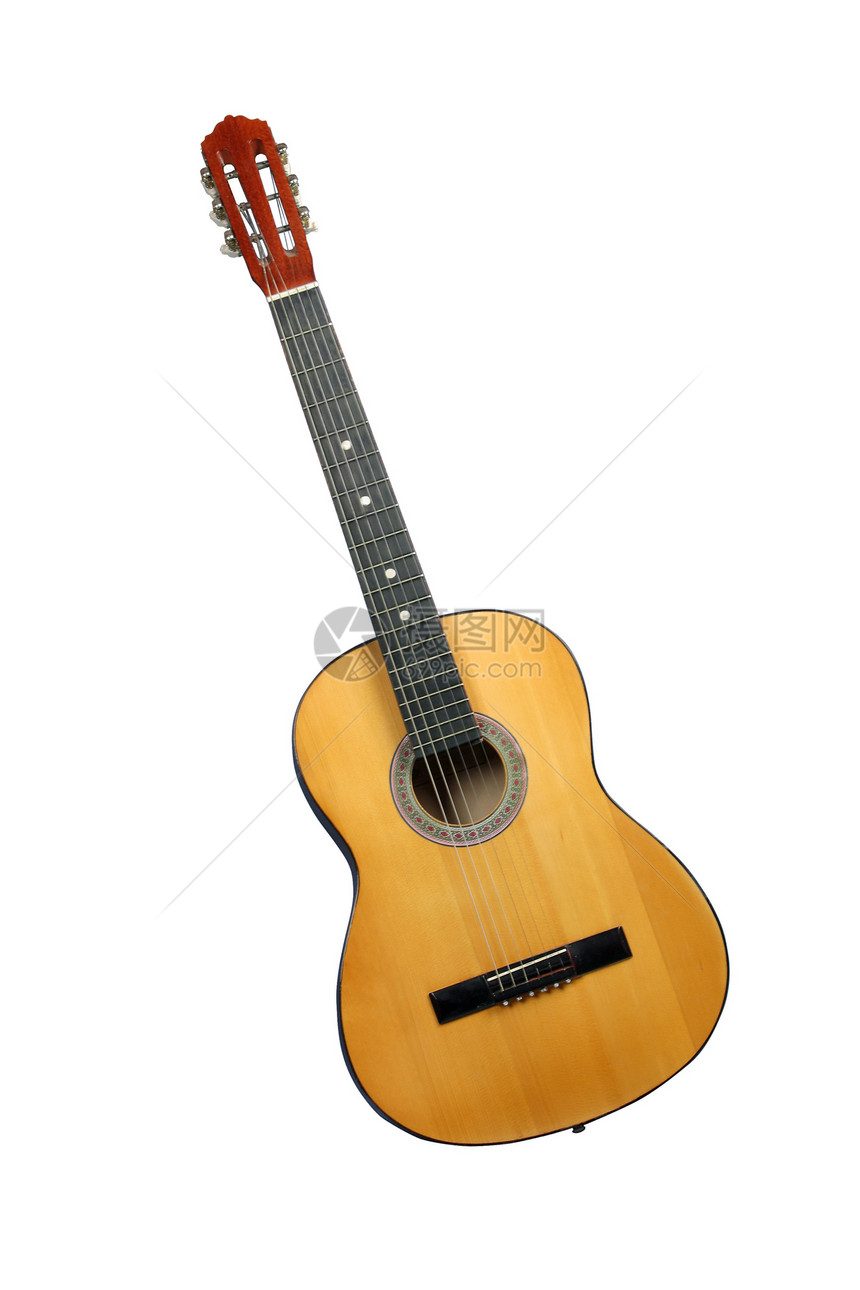 黄色吉他音乐曲线爱好白色艺术木头指板细绳乐器民间图片