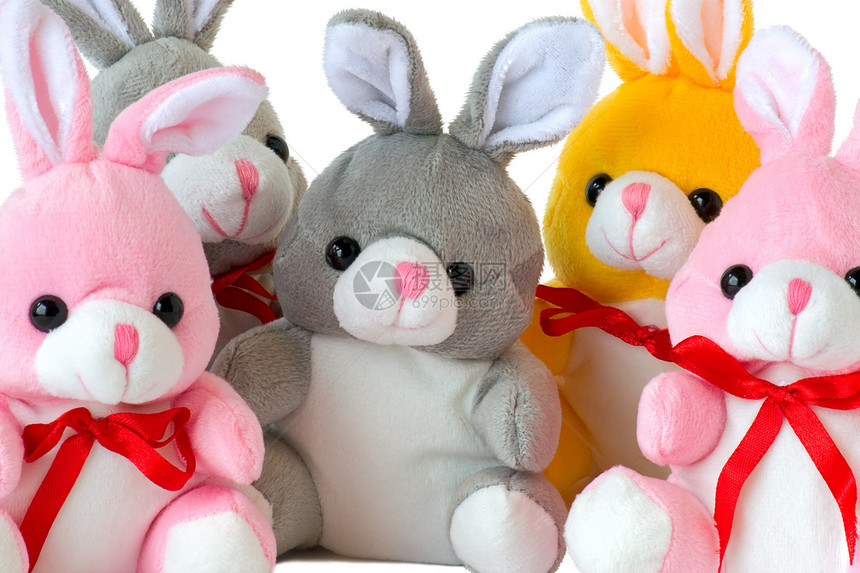 玩具兔子孩子们白色粉色图片