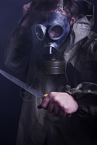 戴面具的人外套化学家放射性眼镜绿色背景图片