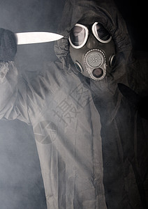 戴面具的人放射性化学家外套眼镜绿色背景图片