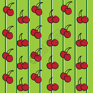 樱桃背景浆果红色食物水果绿色黑色夹子条纹插图白色背景图片