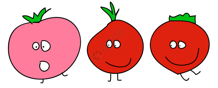 腿排和番茄有趣的动画番茄插画