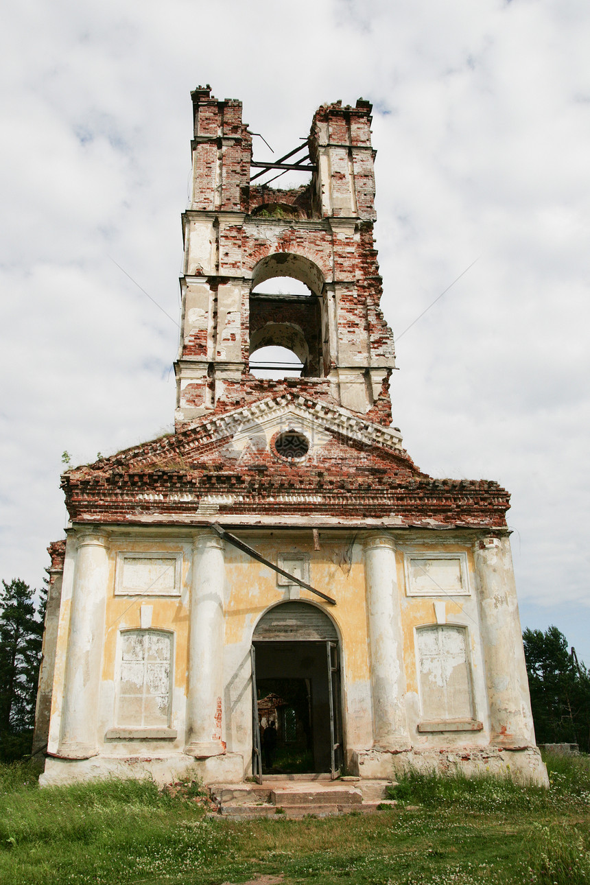 教堂的废墟天空建筑学地标破坏旅游窗户文化建筑戏剧性岩石图片