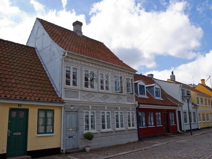 丹麦Odense的旧式丹麦住房图片