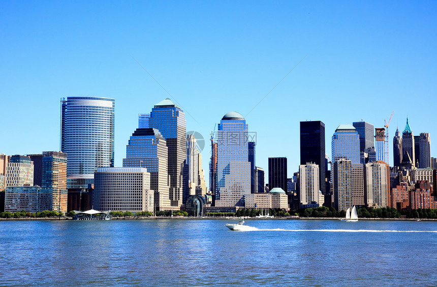 下曼哈顿天线高楼建筑学城市自由水路港口旅行办公室摩天大楼市中心图片