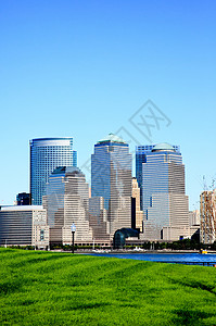 下曼哈顿天线自由国家海港城市建筑商业水路摩天大楼市中心高楼背景图片