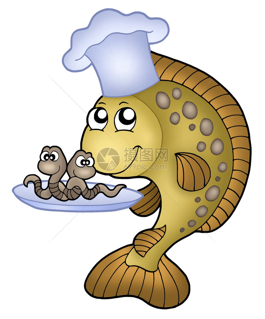 有蚯蚓的鲤鱼厨师图片