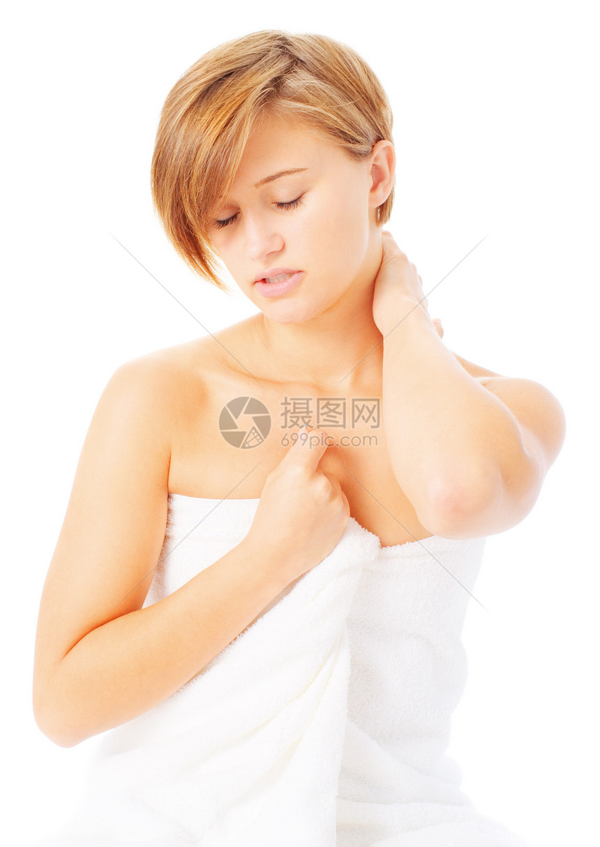 参加毛巾弥撒的妇女女性乐趣皮肤治疗脖子成人康复身体福利奢华图片