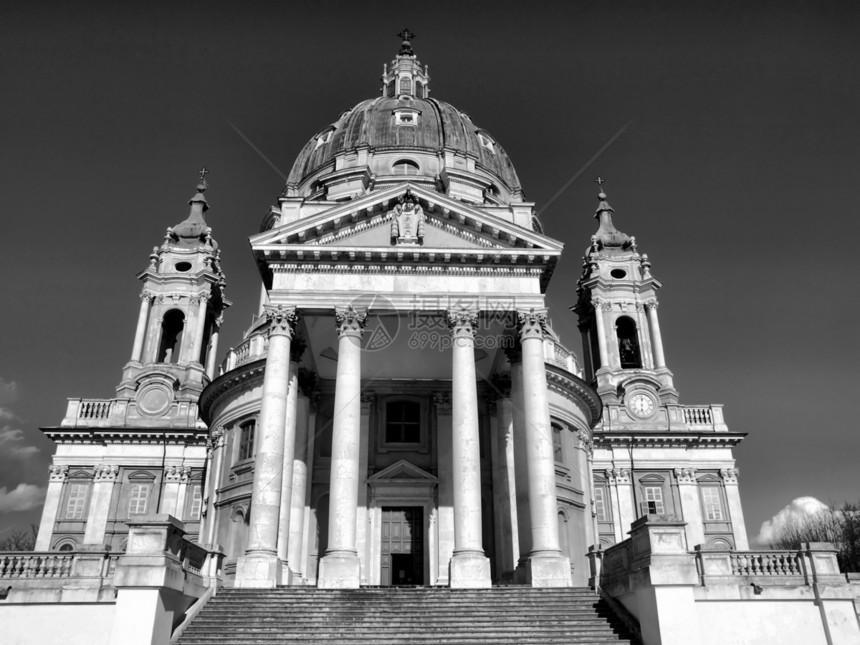 都灵建筑学爬坡信仰黑色风格白色宗教教会主场纪念碑图片