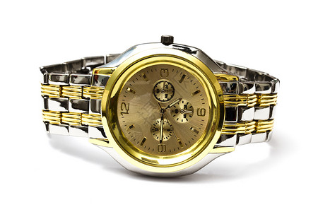 白色时钟围观观察金子手表时间数字钟表计时器小时手腕时钟奢华背景