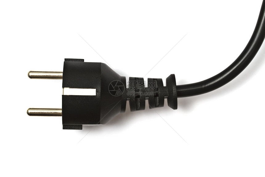 孤立的电插件电气活力别针力量电压技术白色电子绳索数字化图片
