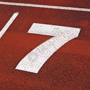 七号条纹摄影运动场体育竞技竞赛起跑线白色体育场馆数字背景图片