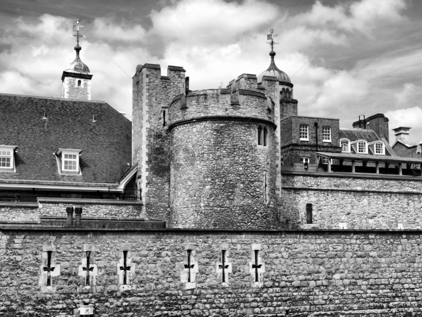 伦敦塔建筑学地标石头监狱纪念碑地牢城堡建筑白色黑色图片