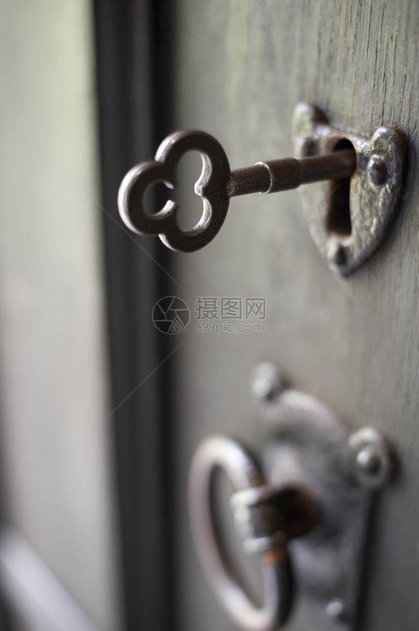 旧锁门开锁金属钥匙古董棕色安全图片