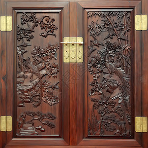 仿制中国式古代木制家具背景图片
