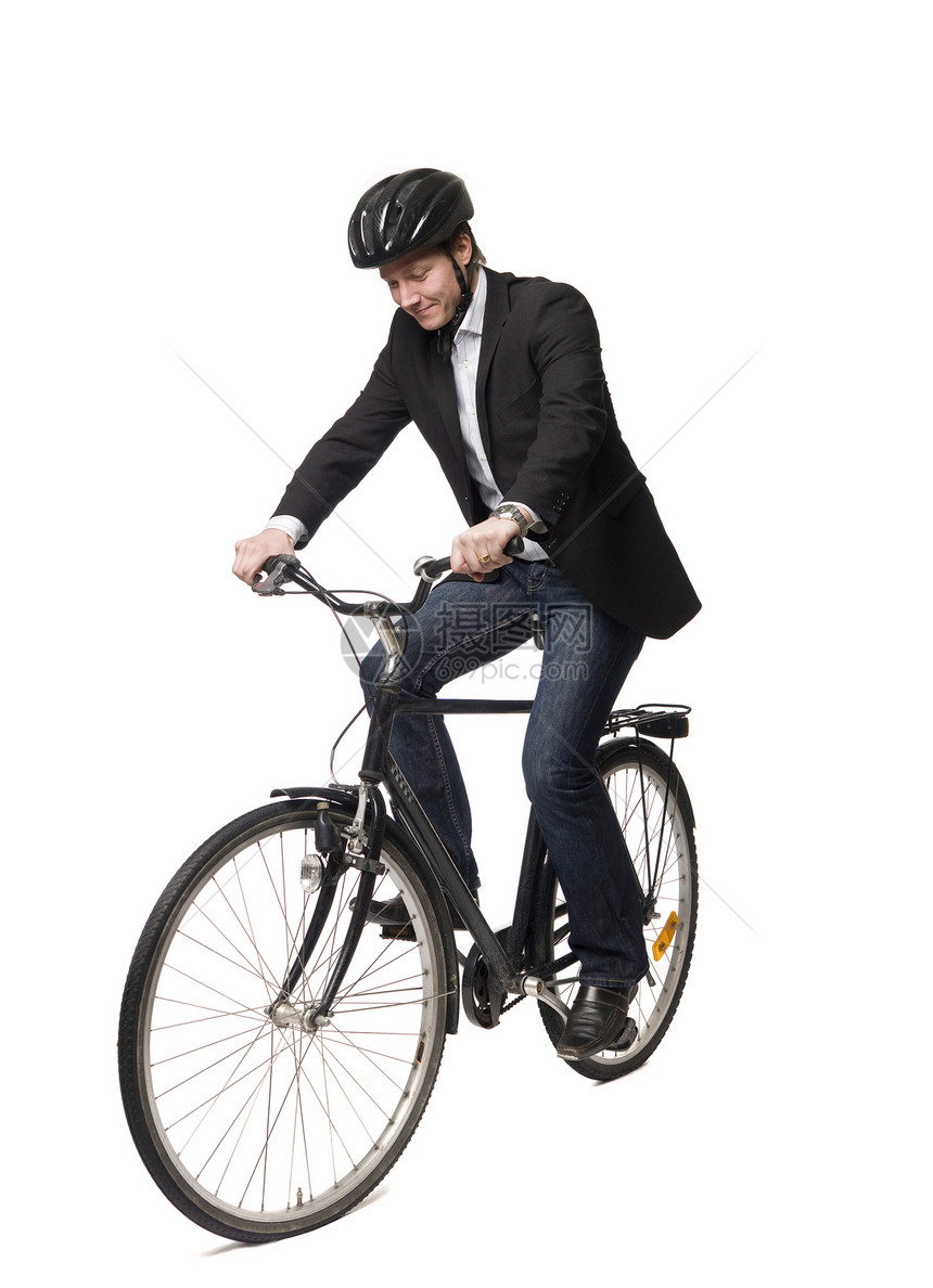 骑自行车的男人头盔男生套装旅行领带男性车轮工作室图片
