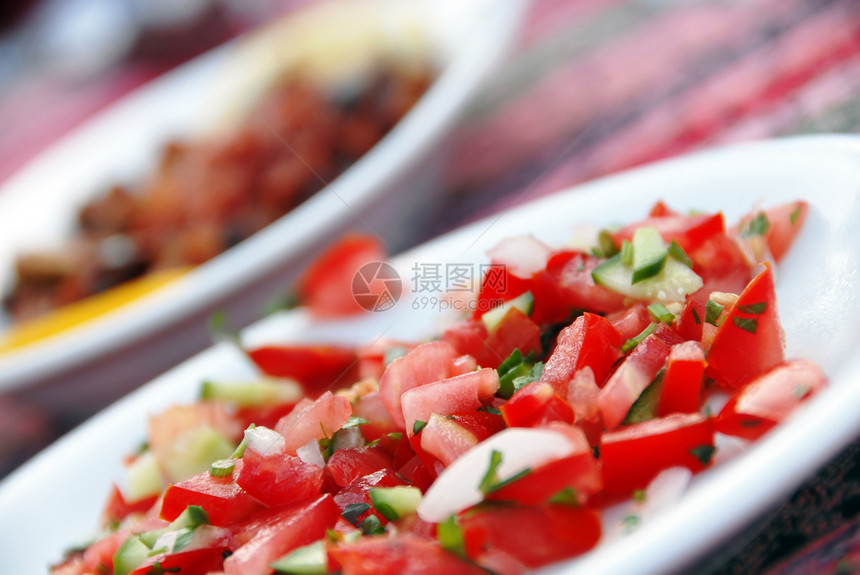 盘子里的番茄营养香菜用餐食物黄瓜绿色蔬菜宏观餐厅沙拉图片