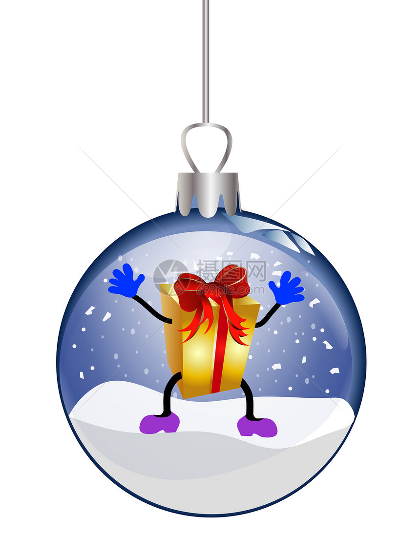 带有礼物的圣诞节玻璃球插图 B星星框架雪花墙纸图片