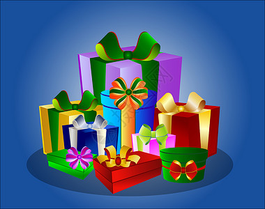 彩色礼品盒礼物墙纸插图盒子礼物盒阴影丝带生日背景图片