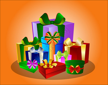 彩色礼品盒丝带礼物礼物盒插图墙纸盒子阴影生日背景图片