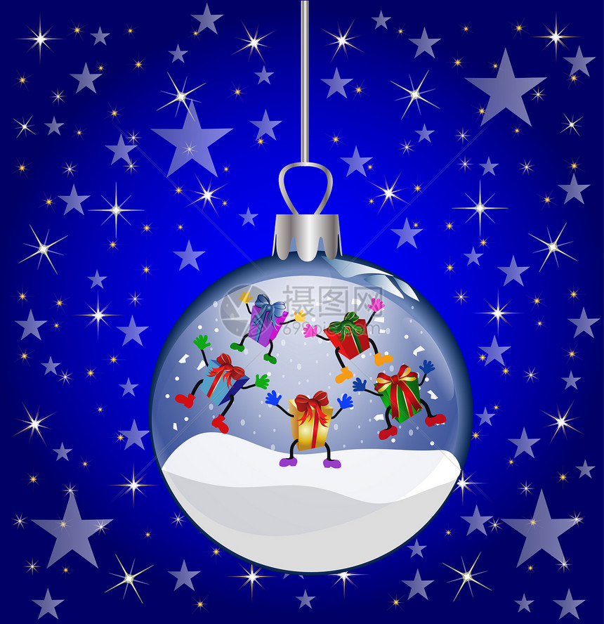 圣诞节玻璃球 带跳跃礼物框架星星墙纸插图雪花图片