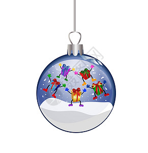 圣诞节玻璃球 带跳跃礼物插图框架墙纸雪花星星背景图片